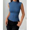 Zeagoo Womens Sleeveless Mock Turtleneck Tank Tops Slim Fit Stretch Ribbed Tops Casual Basic Layering Shirts 2026(Dark Blue)