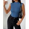 Zeagoo Womens Sleeveless Mock Turtleneck Tank Tops Slim Fit Stretch Ribbed Tops Casual Basic Layering Shirts 2026(Dark Blue)