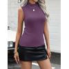 Zeagoo Womens Sleeveless Mock Turtleneck Tank Tops Slim Fit Stretch Ribbed Tops Casual Basic Layering Shirts 2026(Dark Purple)