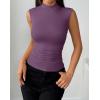 Zeagoo Womens Sleeveless Mock Turtleneck Tank Tops Slim Fit Stretch Ribbed Tops Casual Basic Layering Shirts 2026(Dark Purple)