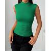 Zeagoo Womens Sleeveless Mock Turtleneck Tank Tops Slim Fit Stretch Ribbed Tops Casual Basic Layering Shirts 2026(Green)