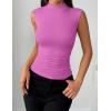 Zeagoo Womens Sleeveless Mock Turtleneck Tank Tops Slim Fit Stretch Ribbed Tops Casual Basic Layering Shirts 2026(Hot Pink)