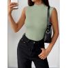 Zeagoo Womens Sleeveless Mock Turtleneck Tank Tops Slim Fit Stretch Ribbed Tops Casual Basic Layering Shirts 2026(Light Green)