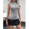 Zeagoo Womens Sleeveless Mock Turtleneck Tank Tops Slim Fit Stretch Ribbed Tops Casual Basic Layering Shirts 2026(Light Grey)