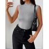 Zeagoo Womens Sleeveless Mock Turtleneck Tank Tops Slim Fit Stretch Ribbed Tops Casual Basic Layering Shirts 2026(Light Grey)
