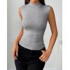 Zeagoo Womens Sleeveless Mock Turtleneck Tank Tops Slim Fit Stretch Ribbed Tops Casual Basic Layering Shirts 2026(Light Grey)