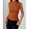 Zeagoo Womens Sleeveless Mock Turtleneck Tank Tops Slim Fit Stretch Ribbed Tops Casual Basic Layering Shirts 2026(Orange)