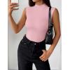Zeagoo Womens Sleeveless Mock Turtleneck Tank Tops Slim Fit Stretch Ribbed Tops Casual Basic Layering Shirts 2026(Pink)