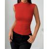 Zeagoo Womens Sleeveless Mock Turtleneck Tank Tops Slim Fit Stretch Ribbed Tops Casual Basic Layering Shirts 2026(Red)