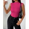 Zeagoo Womens Sleeveless Mock Turtleneck Tank Tops Slim Fit Stretch Ribbed Tops Casual Basic Layering Shirts 2026(Rose Red)