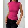 Zeagoo Womens Sleeveless Mock Turtleneck Tank Tops Slim Fit Stretch Ribbed Tops Casual Basic Layering Shirts 2026(Rose Red)