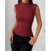Zeagoo Womens Sleeveless Mock Turtleneck Tank Tops Slim Fit Stretch Ribbed Tops Casual Basic Layering Shirts 2026(Wine Red)