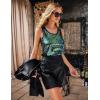 Zeagoo Women’s Sleeveless Sparkle Shimmer Camisole Vest Glitter Sequin Tank Tops(1-dark Green)