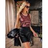 Zeagoo Women’s Sleeveless Sparkle Shimmer Camisole Vest Glitter Sequin Tank Tops(1-dark Red)