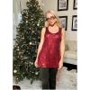 Zeagoo Women’s Sleeveless Sparkle Shimmer Camisole Vest Glitter Sequin Tank Tops(1-dark Red)