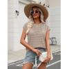 Zeagoo Womens Spring Summer Crochet Tops Cap Sleeve Sweater Vest Hollow Out Pullover Shirts Beach Vacation Clothes(Beige)