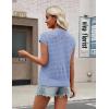 Zeagoo Womens Spring Summer Crochet Tops Cap Sleeve Sweater Vest Hollow Out Pullover Shirts Beach Vacation Clothes(Blue)