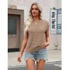 Zeagoo Womens Spring Summer Crochet Tops Cap Sleeve Sweater Vest Hollow Out Pullover Shirts Beach Vacation Clothes(Khaki)