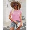 Zeagoo Womens Spring Summer Crochet Tops Cap Sleeve Sweater Vest Hollow Out Pullover Shirts Beach Vacation Clothes(Pink)