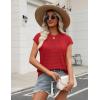 Zeagoo Womens Spring Summer Crochet Tops Cap Sleeve Sweater Vest Hollow Out Pullover Shirts Beach Vacation Clothes(Red)