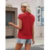 Zeagoo Womens Spring Summer Crochet Tops Cap Sleeve Sweater Vest Hollow Out Pullover Shirts Beach Vacation Clothes(Red)