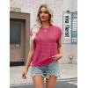 Zeagoo Womens Spring Summer Crochet Tops Cap Sleeve Sweater Vest Hollow Out Pullover Shirts Beach Vacation Clothes(Rose Red)