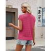 Zeagoo Womens Spring Summer Crochet Tops Cap Sleeve Sweater Vest Hollow Out Pullover Shirts Beach Vacation Clothes(Rose Red)