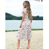 Zeagoo Women’s Summer Casual Dress Flutter Short Sleeve V Neck Button Down Tiered Flowy Long Dress with Pockets(Bf310)