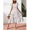 Zeagoo Women’s Summer Casual Dress Flutter Short Sleeve V Neck Button Down Tiered Flowy Long Dress with Pockets(Bf310)