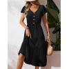 Zeagoo Women’s Summer Casual Dress Flutter Short Sleeve V Neck Button Down Tiered Flowy Long Dress with Pockets(Black)