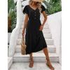 Zeagoo Women’s Summer Casual Dress Flutter Short Sleeve V Neck Button Down Tiered Flowy Long Dress with Pockets(Black)