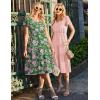Zeagoo Women’s Summer Casual Dress Flutter Short Sleeve V Neck Button Down Tiered Flowy Long Dress with Pockets(Dh594)