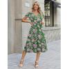 Zeagoo Women’s Summer Casual Dress Flutter Short Sleeve V Neck Button Down Tiered Flowy Long Dress with Pockets(Dh594)