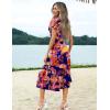 Zeagoo Women’s Summer Casual Dress Flutter Short Sleeve V Neck Button Down Tiered Flowy Long Dress with Pockets(Floral-1)