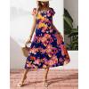 Zeagoo Women’s Summer Casual Dress Flutter Short Sleeve V Neck Button Down Tiered Flowy Long Dress with Pockets(Floral-1)