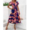 Zeagoo Women’s Summer Casual Dress Flutter Short Sleeve V Neck Button Down Tiered Flowy Long Dress with Pockets(Floral-1)