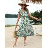 Zeagoo Women’s Summer Casual Dress Flutter Short Sleeve V Neck Button Down Tiered Flowy Long Dress with Pockets(Floral-2)
