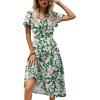Zeagoo Women’s Summer Casual Dress Flutter Short Sleeve V Neck Button Down Tiered Flowy Long Dress with Pockets(Floral-2)
