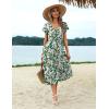 Zeagoo Women’s Summer Casual Dress Flutter Short Sleeve V Neck Button Down Tiered Flowy Long Dress with Pockets(Floral-2)