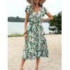 Zeagoo Women’s Summer Casual Dress Flutter Short Sleeve V Neck Button Down Tiered Flowy Long Dress with Pockets(Floral-2)