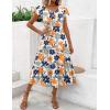 Zeagoo Women’s Summer Casual Dress Flutter Short Sleeve V Neck Button Down Tiered Flowy Long Dress with Pockets(Floral-3)