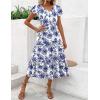 Zeagoo Women’s Summer Casual Dress Flutter Short Sleeve V Neck Button Down Tiered Flowy Long Dress with Pockets(Floral-4)