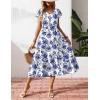 Zeagoo Women’s Summer Casual Dress Flutter Short Sleeve V Neck Button Down Tiered Flowy Long Dress with Pockets(Floral-4)