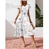 Zeagoo Women’s Summer Casual Dress Flutter Short Sleeve V Neck Button Down Tiered Flowy Long Dress with Pockets(Floral-bf112)