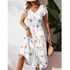 Zeagoo Women’s Summer Casual Dress Flutter Short Sleeve V Neck Button Down Tiered Flowy Long Dress with Pockets(Floral-bf112)