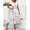 Zeagoo Women’s Summer Casual Dress Flutter Short Sleeve V Neck Button Down Tiered Flowy Long Dress with Pockets(Floral-bf112)