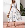 Zeagoo Women’s Summer Casual Dress Flutter Short Sleeve V Neck Button Down Tiered Flowy Long Dress with Pockets(Floral-bf112)