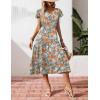 Zeagoo Women’s Summer Casual Dress Flutter Short Sleeve V Neck Button Down Tiered Flowy Long Dress with Pockets(Floral-bf157)