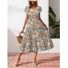 Zeagoo Women’s Summer Casual Dress Flutter Short Sleeve V Neck Button Down Tiered Flowy Long Dress with Pockets(Floral-bf157)