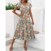 Zeagoo Women’s Summer Casual Dress Flutter Short Sleeve V Neck Button Down Tiered Flowy Long Dress with Pockets(Floral-bf157)